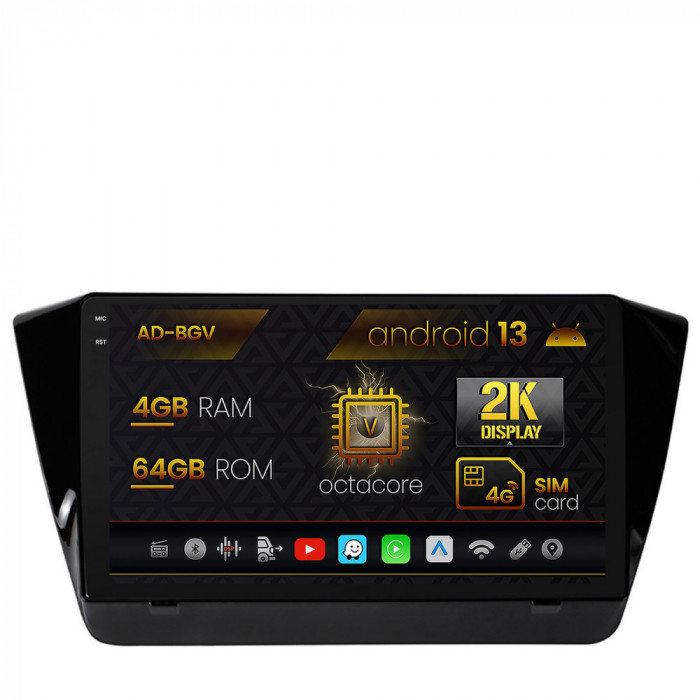Navigatie Skoda Superb 3 (2015+), Android 13, V-Octacore 4GB RAM + 64GB ROM, 10.36 Inch - AD-BGV10004+AD-BGRKIT034