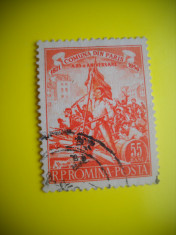 HOPCT LOT NR 316 COMUNA DIN PARIS 1956 -1 TIMBRE VECHI-STAMPILAT ROMANIA foto