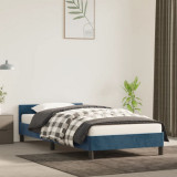 VidaXL Cadru de pat cu tăblie, albastru &icirc;nchis, 100x200 cm, catifea