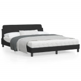 VidaXL Cadru de pat cu tăblie, negru, 160x200 cm, catifea
