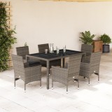 Cumpara ieftin Set Mobilier Gradina 7 Piese Gri Poliratan &amp; Sticla, Perne Incluse, 6 Locuri