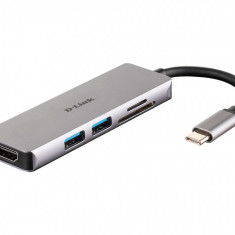 HUB extern D-LINK, porturi SD/microSD Dual Card Reader x 1, USB 3.0 x 2, HDMI x