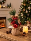 Decoratiune de Craciun MagicHome cu crengute in iuta si glob, 23 cm