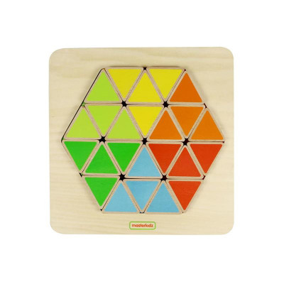 Panou educativ creativ Hexagon colorat, din lemn, +3 ani, Masterkidz EduKinder World foto