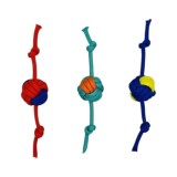 Set 3 jucarii de antrenament pentru caini, cu mingie si funie, multicolor