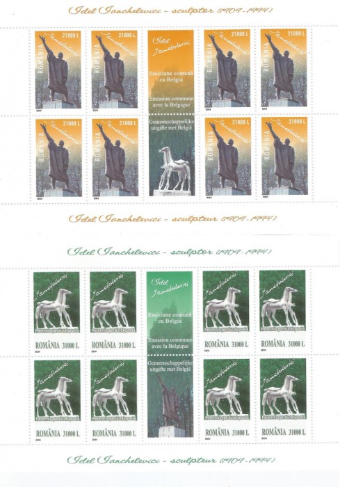 |Romania, LP 1657a/2004, Em. com. Romania - Belgia, coli mici de 8 t.+2 v., MNH