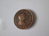 Rară! Marea Britanie 1 Farthing 1806 regele George III in stare foarte buna cu patina deosebita
