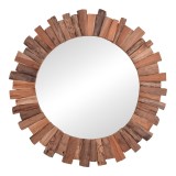 Cumpara ieftin Oglinda Rounder lemn de tec nuanta naturala 100x100x5 cm
