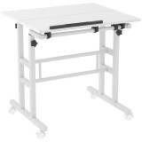 HOMCOM Birou șezut-&icirc;n picioare, Birou reglabil pe &icirc;nălțime 70 x 60 cm, pe roți cu blat &icirc;nclinabil, 70x60x70,5-120cm, Alb | Aosom Romania