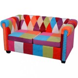 VidaXL Canapea Chesterfield, cu 2 locuri, material textil