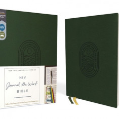 Niv, Journal the Word Bible (Perfect for Note-Taking), Leathersoft, Green, Red Letter, Comfort Print: Reflect, Take Notes, or Create Art Next to Your