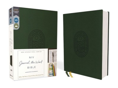 Niv, Journal the Word Bible (Perfect for Note-Taking), Leathersoft, Green, Red Letter, Comfort Print: Reflect, Take Notes, or Create Art Next to Your foto