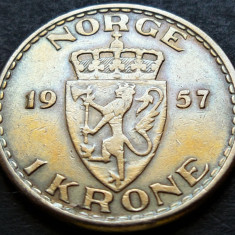Moneda 1 COROANA - NORVEGIA, anul 1957 * cod 2424 A