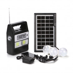 Kit solar portabil Gdplus GD-8216, USB, 3 becuri, radio FM, acumulator 4 Ah foto