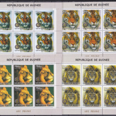 DB1 Fauna Guineea Feline Tigri Lei Puma 9 x MS 2 poze MNH I