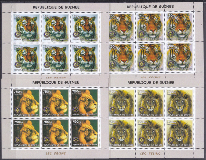 DB1 Fauna Guineea Feline Tigri Lei Puma 9 x MS 2 poze MNH I