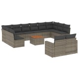 Cumpara ieftin Set mobilier de gradina cu perne, 13 piese, gri, poliratan
