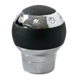 Nuca schimbator viteze, Gear GTX, Compatibil Fiat/Opel, Piele sintetica/Aluminiu, Negru/Argintiu