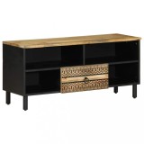VidaXL Dulap TV, negru, 100x33,5x46 cm, lemn masiv de mango brut