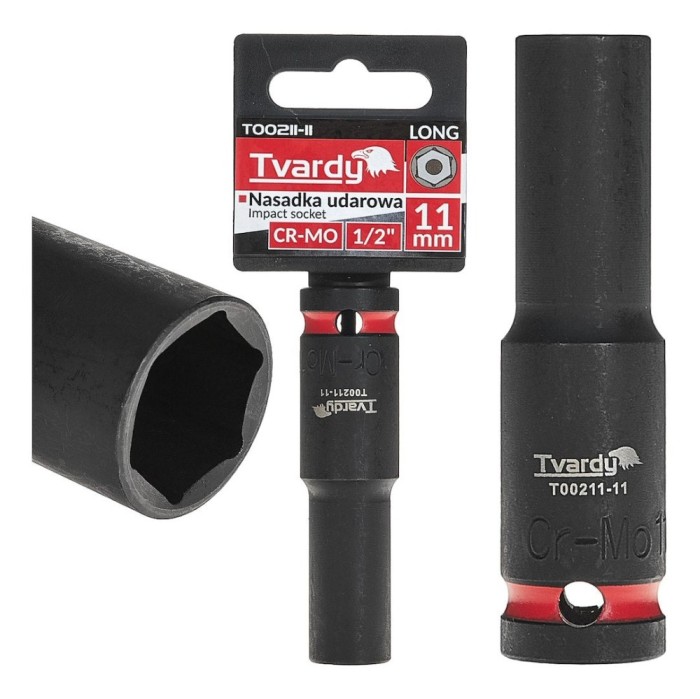 Cheie tubulara de impact lunga in 6 puncte 1 / 2&quot;, 11 mm, Cr-Mo, Tvardy T00211-11