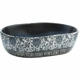 Cumpara ieftin Lavoar de blat, negru si albastru, 47x33x13 cm, ceramica, oval