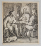 Jacob Matham &quot;Cina de la Emmaus&quot; gravura 1648 - 1656, Religie, Cerneala, Altul