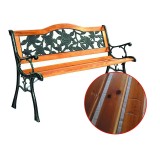 Cumpara ieftin Banca gradina, sezut si spatar lemn, model floral, structura otel, 125x51x76 cm, RESIGILAT