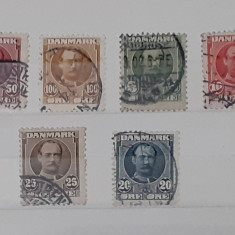 Timbre Vechi Danemarca 1907 - 6 Valori Stampilate (VEZI DESCRIEREA)