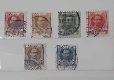 Timbre Vechi Danemarca 1907 - 6 Valori Stampilate (VEZI DESCRIEREA) foto