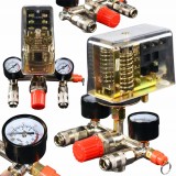 Presostat universal 380 400V trifazat trifazic regulator presiune manometru (10682), Black