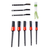 Set detailing pentru curatare auto AMiO, 5 pensule detailing, curatator pentru grile de ventilatie cu microfibra, 3 perii tehnice, interior si