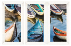 Tablou 3 piese Framed Art Fishing Boats foto