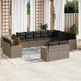 Gossi set canapea de gradina cu perne, 12 piese, gri, poliratan