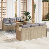 vidaXL Set de canapele pentru grădină 7 pcs Bej Rattan poli