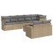 Set canapele de gradina, 9 piese, cu perne, bej, poliratan