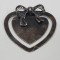 Semn de carte diin argint in forma de inima decorat cu funda, Secol XX