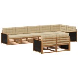 vidaXL Set de canapele de exterior cu pernă 8 pcs Natural și Bej 3383496