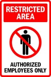 Restricted area authorized employees only sign