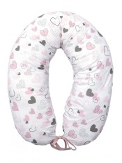 Perna pentru gravide si alaptare, husa detasabila din bumbac 100% si umplutura antialergica BabySoft , Inimioare, Amy