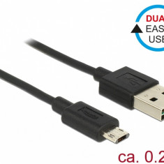 Cablu EASY-USB 2.0 tip A la EASY-USB 2.0 tip Micro-B T-T Negru 0.2m, Delock 84804