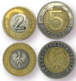 POLONIA LOT / SET 2 buc BIMETAL : 2 + 5 Zloti 2009 [4], Europa, Cupru-Nichel