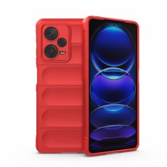 Husa pentru xiaomi redmi note 12 pro 5g, antisoc, margini cu striatii, design minimalist, red foto