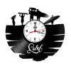 Ceas de perete decorativ, Surf / Surfing, realizat din disc de vinil (Vinyl Record), 30 cm, mecanism silențios, negru