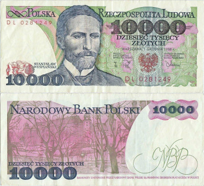 1988 (1 XII), 10,000 Zlotych (P-151b.2) - Polonia foto