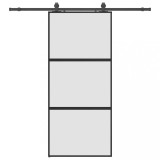 Usa glisanta cu set feronerie neagra 90x205cm sticla securizata