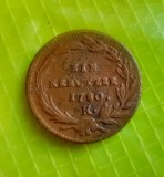 E878-Moneda veche 1 KREUZER 1780 K circulat Ardeal bronz stare buna diam. 2.5 cm