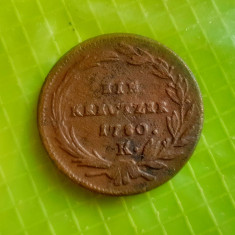E878-Moneda veche 1 KREUZER 1780 K circulat Ardeal bronz stare buna diam. 2.5 cm