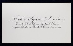 CARTE DE VIZITA APARTINAND LUI NICOLAE POPESCU ARCADIAN , DIRECTOR GRAL . AL EFORIEI SPITALELOR CIVILE , PERIOADA INTERBELICA foto
