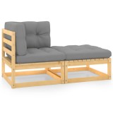 VidaXL Set mobilier grădină cu perne, 2 piese, lemn masiv de pin
