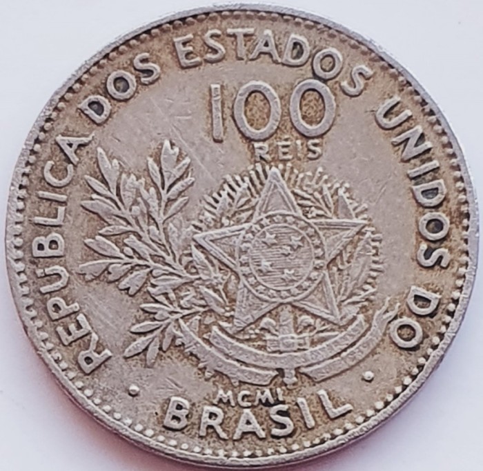 2346 Brazilia 100 Reis 1901 Liberty km 503